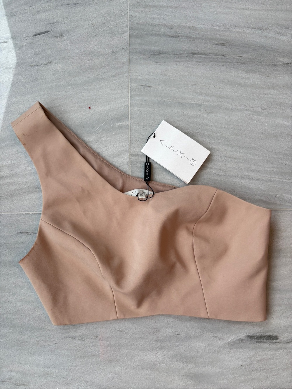 Alexis NWT One-Shoulder Nude Crop Top Dress